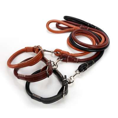 Dog leash large, medium and small dog wear-resistant pu leather neck strap dog leash sleeve pet collar manufacturers direct sale