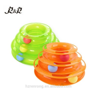 Wholesale Pet Cat Eco- Friendly Funny Pet Toys With Balls Triangular Cat Toys Turntable