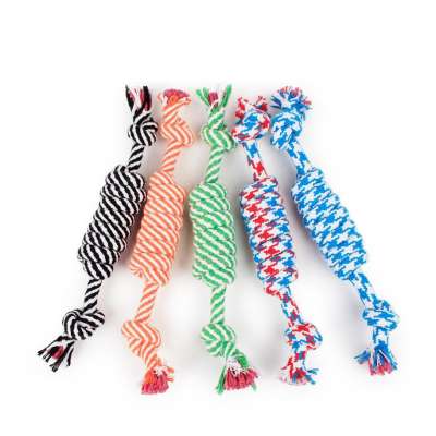 Dog Rope Fun Pet Chew Knot Toy Cotton Stripe Rope Dog Toy Durable High Quality Dog Accessories